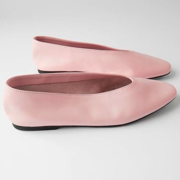 NWOT Zara pink leather ballerina flats, EU 36 - Picture 3 of 12